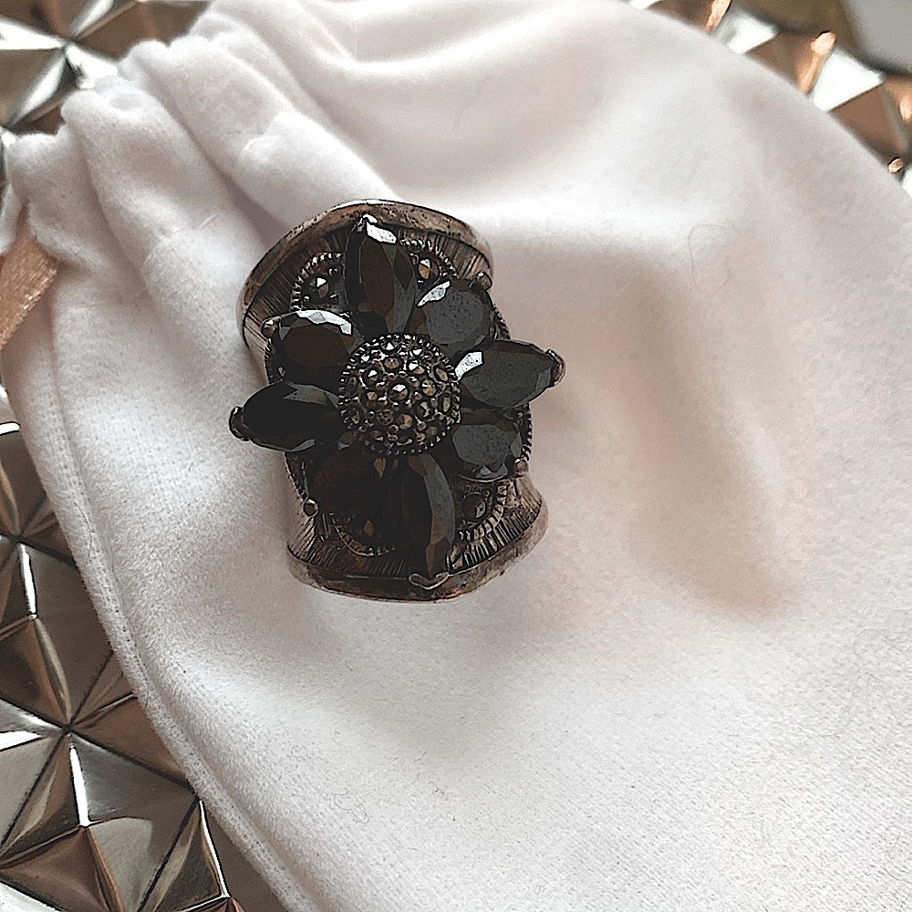 Sterling Silver Marcasite Floral Ring